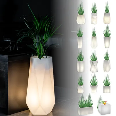 Immagine prodotto di Monumo®️ Vaso di fiori luminoso grande 75 x 41 cm | adatto per casa, ufficio, giardino, patio, ristorante, balcone e terrazza, accogliente lampada da interno SIENA