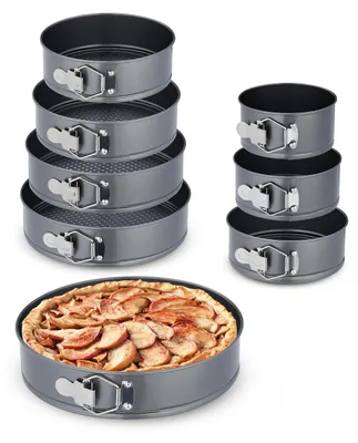 Obrázek produktu pro TRANKIELO® – Sada forem na dorty (8 kusů) – Kulaté formy, průměr 14–28 cm – Nepřilnavý povrch – Nerezová ocel – Barva: antracit