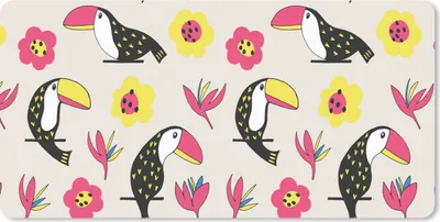Produktbild von MuchoWow® Mauspad Mousepad Muster - Vogel - Blume 60x30 cm - Mousepads - Maus Mat - Pad - Mausunterlage - Nachhaltig