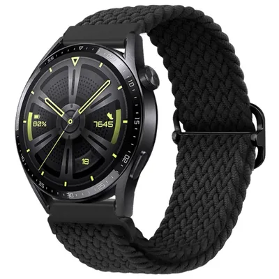 Produktbild von Stravo Nylon-Stretcharmband 20 mm – Elastisch für Samsung Galaxy Watch 7/6/5/4/3/Active2/Pro, Garmin Venu/Forerunner, Polar Ignite/Unite – Schwarz