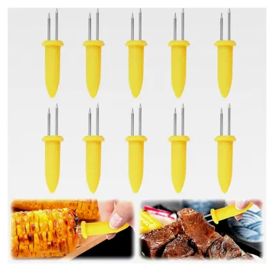 Produktbild von 10 Stück BBQ Maishalter aus Edelstahl für Maiskolben, Schaschlikspieße und Grillen