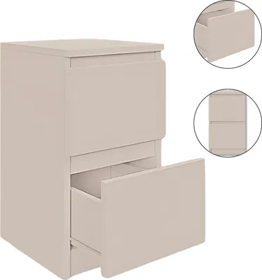 Zdjęcie produktu dla YUMEBLY | Szafka nocna z 2 szufladami 30x53x30 cm – stolik nocny do sypialni | Kaszmir kremowa