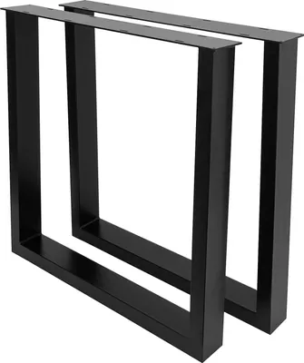 Produktbild von MetaloPro Tischbeine Eta Lite – 2x Schwarze Metallbeine in Rechteckiger Form für Moderne, Minimalistische Tische für Zuhause und Büro - 72x10x72cm