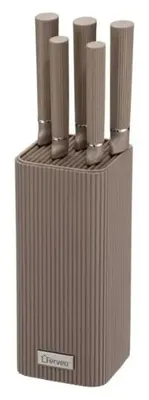 Image de FERVEO Set de couteaux de cuisine brun 6 pièces en acier inoxydable