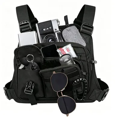 Produktbild von LIULINY Taktische Brusttasche für Herren und Damen, Verstellbar – Schwarz (B)