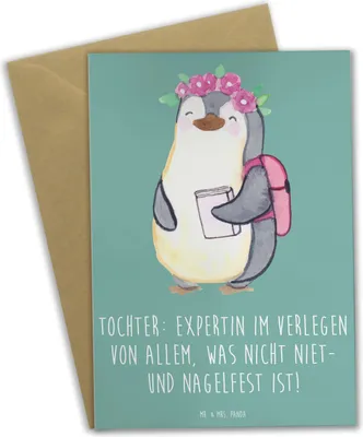 Produktbild von Mr. & Mrs. Panda babykarte Tochter Expertin - Meeresbrise - Geschenk, Liebenswert, Freude, kommunionskarte, Geburtstage, osterkarten, Geschenke, Chaos, Familie, Lächeln