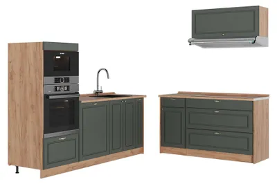 Obrázok produktu pre Kuchyňa Vicco Fame-Line Zelený a zlatý vidiecky dom/Dub Goldkraft 340 cm, AP Oak, Model 63902