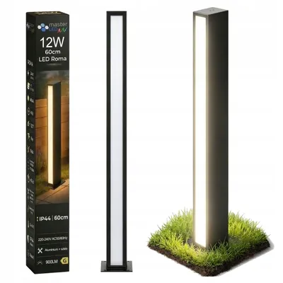 Produktbild von MasterLED LED Pollerleuchte 12W 4000K IP44 60 cm Schwarz einseitig aus Aluminium und Glas für Außenbereiche