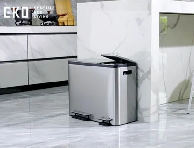 Produktbild von EKO Tretmülleimer EcoCasa 30 L+15 L Mattsilber