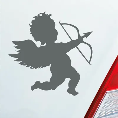 Produktbild von Auto Aufkleber Amor Liebesbote Liebe Love Glück Vale 10x10 cm Grau Sticker Heckscheibenaufkleber