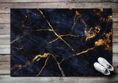 Produktbild von Fußmatte Aussen - Schuhmatte Haustür- Schmutzfangmatte Türvorleger - Outdoor Teppich Schmutzfänger - 150x100 cm - Marineblauer Marmor