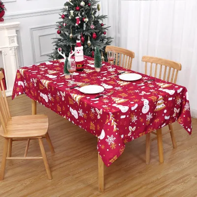 Produktbild von Wasserdichter und fleckenresistenter Weihnachtstischläufer – Langlebiger, festlicher Tischdekor für Esszimmer, Küche, Buffet, Picknick im Freien, Camping – Rechteckig oder rund – Erhältlich in verschiedenen Größen