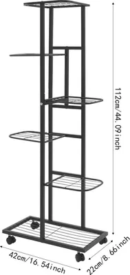 Imagen del producto de Soporte para plantas, estructura de 6 niveles, diseño móvil, color