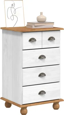 Image de Commode à tiroirs vidaXL ASKIM, blanche, 45,8 x 40 x 79 cm