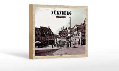 Produktbild von Holzschild Städte Nürnberg Wöhrd Altstadt Gemälde 18x12 cm Dekoration