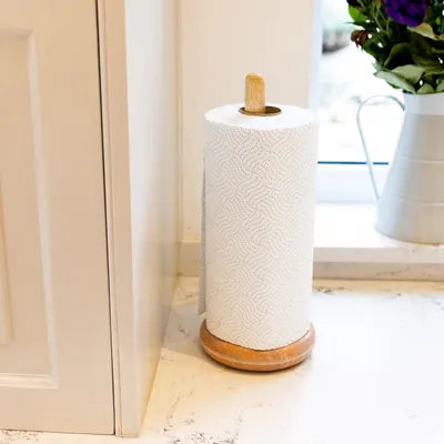 Produktbild von KitchenCraft Küchenrollenhalter Papierhandtuchhalter Marmor Holz de Griff 15 x 36 cm