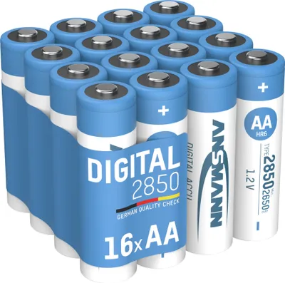 A pack of 16 AA batteries in a blue and white wrapper.
