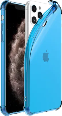 Image de Smartphonica iPhone
  11 Pro Housse transparente en silicone antichoc avec bumper - Bleu