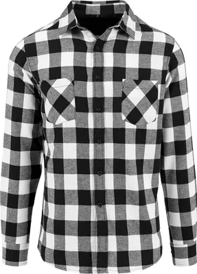 Obrázok produktu pre Pánska károvaná flanelová košeľa Build Your Brand RW5669 (2XL) (čierna/biela)