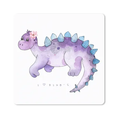 Produktbild von MuchoWow® Mauspad Mousepad Dinosaurier - Kinderzimmer - Lila - Mädchen - Kinder - Rosa 20x20 cm - Mousepads - Maus Mat - Pad - Mausunterlage - Desk Mat - Bureauartikeln