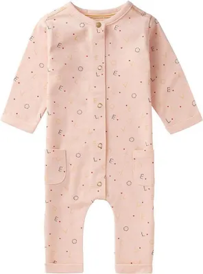 Produktbild von Noppies Strampler Hotazel für Mädchen, Rosa, Größe 80, mit Druckknöpfen, LOVE-Aufdruck und Taschen
