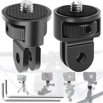 Produktbild von 2 Stück Stativadapter, Schwarz, 1/4 Zoll Adapter, Kameraadapter, 360° Verstellbar, für Actioncams