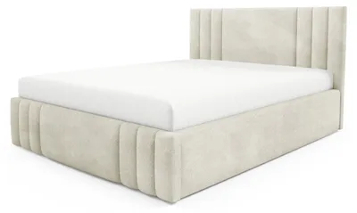 Productafbeelding van Gestoffeerd bed met opbergruimte Falda Linnenbeige 180 × 200 cm