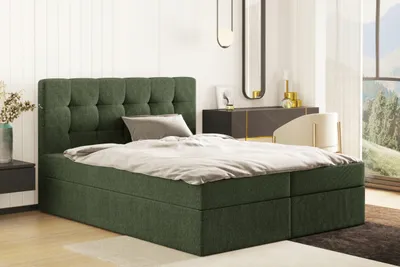 Zdjęcie produktu dla Łóżko kontynentalne LUDANO z materacem 180x200 tkanina Sydney zielony