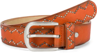 Produktbild von styleBREAKER Damen Nietengürtel Unifarben mit kleinen Nieten in Zacken Muster, Gürtel, Synthetikgürtel, kürzbar 03010114