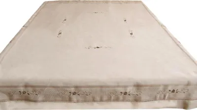 Produktbild von Tischdecke Blumen Hohlsaum Stick Ton-in-Ton beige 130x170 cm