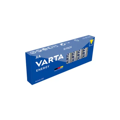 Produktbild von Varta Batterien AA, 10 Stück, Energy, Alkaline, 1,5V, Verpackung zu 80% recycelt, für einfachen Grundbedarf, Germany, Einwegbatterie, AA, Alkali, 1,5 V, 10 Stück(e), Blau