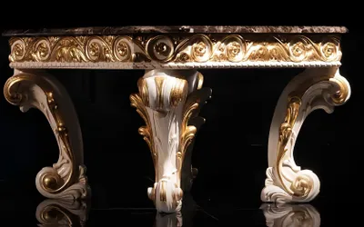 Produktbild von Couchtisch mit Marmor Rund Tisch antike Beistelltisch Barock Rokoko Italienische