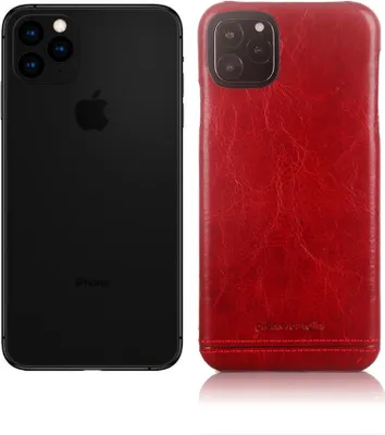 Productafbeelding van Pierre Cardin Apple iPhone 11 Pro Max - Rode achterkantbeschermhoes - Echt leer
