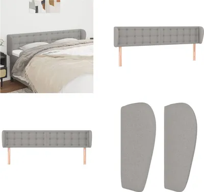 Image de vidaXL Tête de lit avec oreilles gris clair 183x23x78/88 cm Tissu - Tête de lit - Têtes de lit - Tête de lit