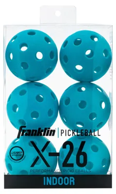 Image de Franklin Indoor X-26 : balles de pickleball pour intérieur, couleur bleu, pack de 6