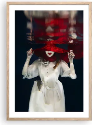 Produktbild von Gerahmtes Poster - Rahmen in heller Eiche - Mädchen Rot Hut - 50x70 cm - Wand Bild - Wanddeko - Wandbilder - Kunstposter - Wandposter - Bilderrahmen - Bilder - Kunstdruck - Wandbild - P2NPA50x70-4305