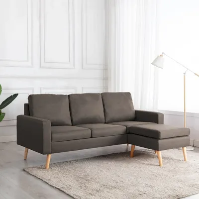 Produktbild von vidaXL 3-Sitzer-Sofa mit Hocker Taupe Stoff