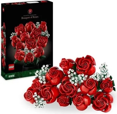 Immagine prodotto di LEGO 10328 Icons Mazzo di rose, fiori artificiali da decorazione, regalo di San Valentino per adulti, LEGO Botanical Collection