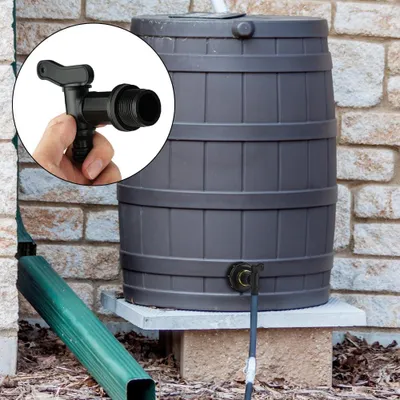 Image de Kit pratique de robinets pour citernes d'eau de pluie et tuyaux d'arrosage - 3/4 pouce, 2 pièces