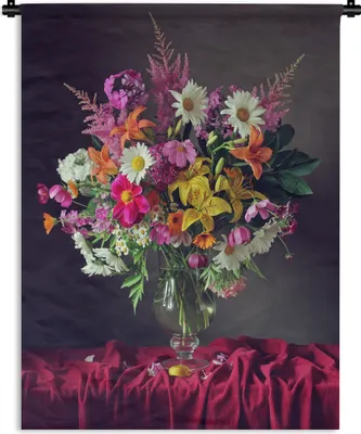 Produktbild von MuchoWow® Wandteppich Wandbehang Stilleben - Blumenstrauß - Blumen 90x120 cm Tapisserie Dekoration Wandtuch - Wanddeko