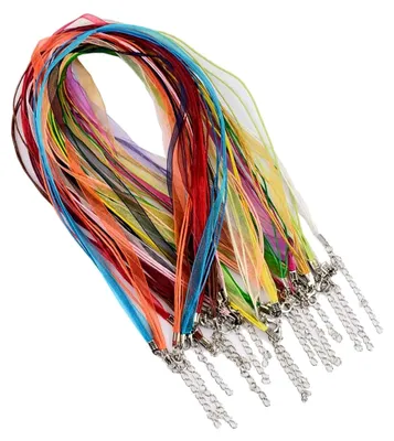 Produktbild von 50 Stück Organza Bänder in Farbmix für Halsketten