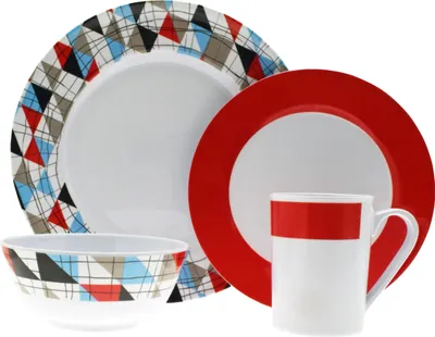 Produktbild von 4 Personen Melamin Campinggeschirr 16tlg Camping Picknick Geschirr-Set Dinnerset