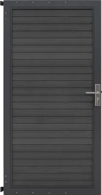 Produktbild von WPC Sichtschutzzaun Tor Grau 90cm x 180cm Metall Garten Griffschloss Sicherheit