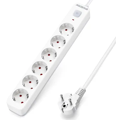 Immagine prodotto di Ciabatta multipresa Aigostar con 6 prese e interruttore, presa multipla con protezione per bambini, ciabatta con cavo da 3 metri – 6 prese, senza porte USB, cavo da 3 metri