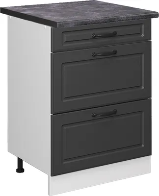 Produktbild von Küchenunterschrank Vicco R-Line Anthrazit Landhaus 60 cm mit Schubladen, AP Anthrazit, Model 46745