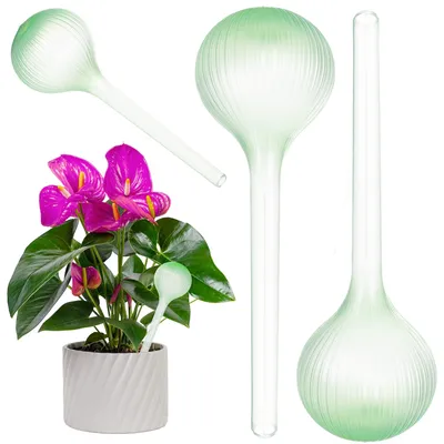 Imagen del producto de KADAX: Bolas de riego de 400 ml para plantas, juego de 2 unidades, sistema automático de riego para plantas, riego automático para plantas de maceta, bolas de riego de plástico (verde)