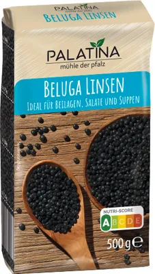 Produktbild von Palatina Beluga Linsen, tiefschwarz, nussiges Aroma, bissfest, formstabil 500 g
