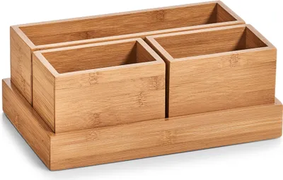 Produktbild von Zeller Present Organizer-Set Bambus 28x17,7x11cm 4teilig, Bambus, Bambus, 280 mm, 177 mm, 110 mm