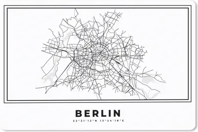 Produktbild von MuchoWow® Mauspad Mousepad Schwarz und weiß - Deutschland - Karte - Stadtplan - Berlin 27x18 cm - Mousepads - Maus Mat - Pad - Mausunterlage - Büroartikel - Desk Matten