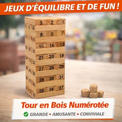 Image de Jeu de Blocs en Bois avec Dés Numérotés